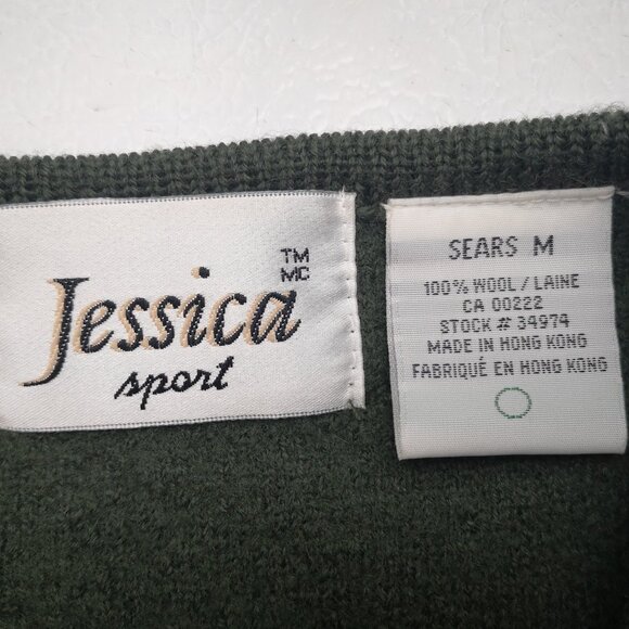 Jessica Sport Ladies Size Medium Vintage Made in Hong Kong Green Wool Vest - Picture 3 of 7